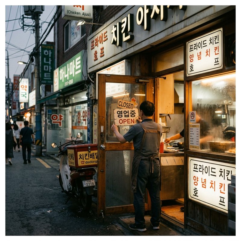 가게 마감 — 이해를 돕기 위한 연출 이미지